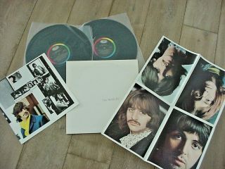 The Beatles White Album 1968 2 Lp Vinyl Swbo - 101 W/ Posters & Lyrics - Rare