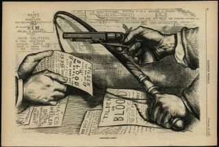 Tilden Hayes Election 1877 Corruption Dirty Politics Nast Dart Political Cartoon