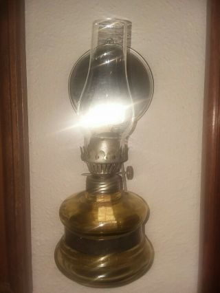 Antique Oil Lamp With Mirror Reflector Wall Mount