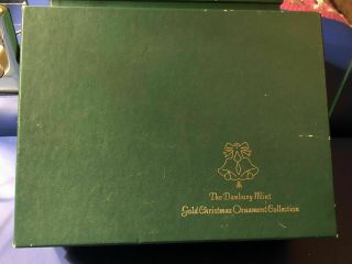Vintage Danbury Gold Plated Christmas Ornaments W/ Certificate 1979
