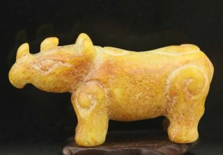 Chinese Old Natural Jade Hand - Carved Statue Rhinoceros 3.  4 Inch