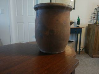 Antique 7 1/4 Inch Redware Crock.  Attributed To Washington Co.  Maryland