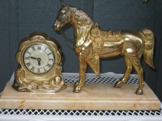 Vintage Lanshire Mantle Horse Clock Great