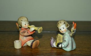 Vintage Goebel Hummel Herald Angels Mini Candlesticks Figures Christmas Exc