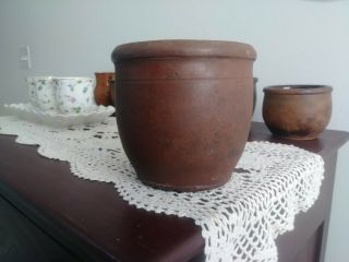 Antique 6 Inch Redware Crock.  Attributed To Washington Co.  Maryland