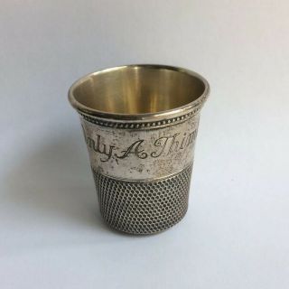 Vintage Thomae & Co Sterling Silver Jigger Shot Glass " Only A Thimble Full "