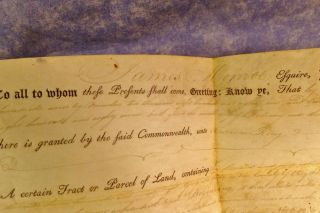 James Monroe hand - signed land grant,  Virginia 1800 w state seal on parchment 2