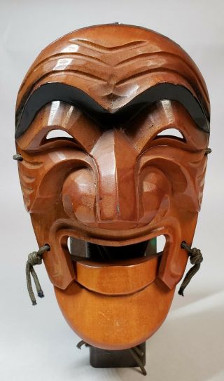 Hand Carved Wooden Yangban Theater Face Mask - Korea Folk Art Hahoe Ceremony
