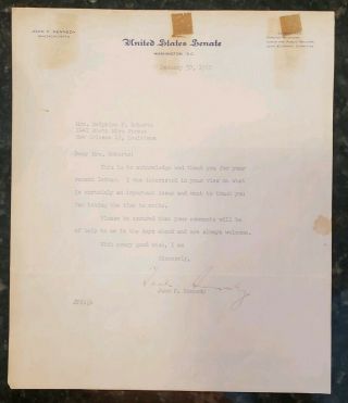 John F Kennedy Autopen Signed Letter 1960 Senate Autograph Signature President