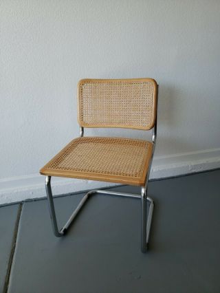 Vtg Mid Century Marcel Breuer Cesca Italy Cantilever Chrome & Woven Cane Chair