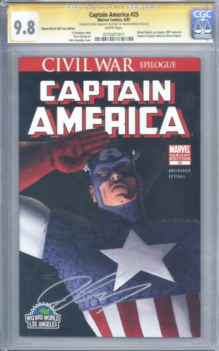 Captain America 25 Cgc 9.  8 Ss Signature Series John Cassaday Death Of Cap