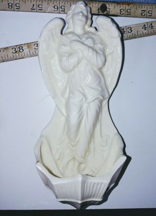 Vtg Immaculate Heart Virgin Mary Holy Water Font Wall Pocket Vase