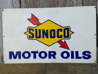 1950s Sunoco Motor Oil Metal Sign Vintage Gas Service Station Man Cave