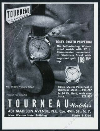 1945 Rolex Oyster Perpetual Watch Underwater Photo Vintage Print Ad