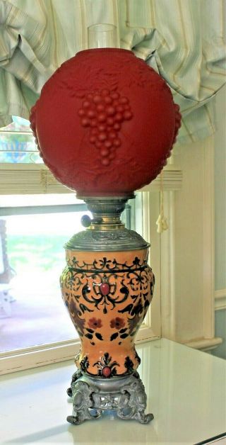A Rare Antique (1880’s) " R.  Ditmar.  Wien " Ceramic Tile Table Oil Lamp