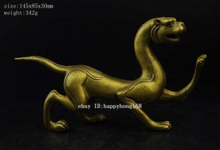 Chinese Fengshui Brass Animal Zodiac White Tiger Mythical Beasts Statue B02