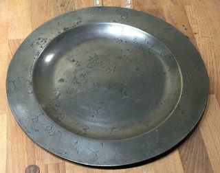 18th Century Large Antique English Pewter Plate,  Probably John Townsend,  C.  1748