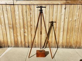 Vintage Early Surveyor Transit Level Equipment Antique Wooden Box