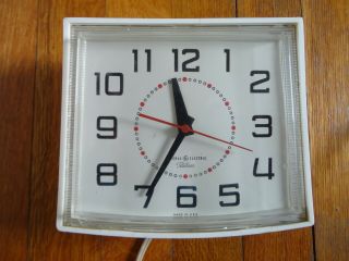 Mid Century Modern 50s Ge General Electric Telechron Wall Clock 2h110 Corded