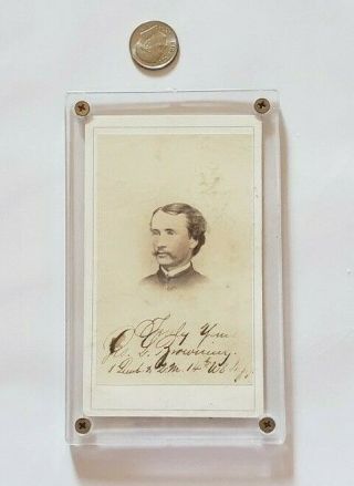Civil War Ink Signed Cdv Photo 1st Lieutenant 14th U.  S.  Infantry