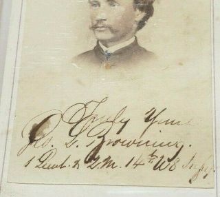 Civil War Ink Signed CDV Photo 1st Lieutenant 14th U.  S.  Infantry 2