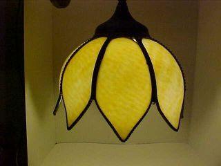 Vintage Tiffany Style Slag Glass Tulip Hanging Lamp