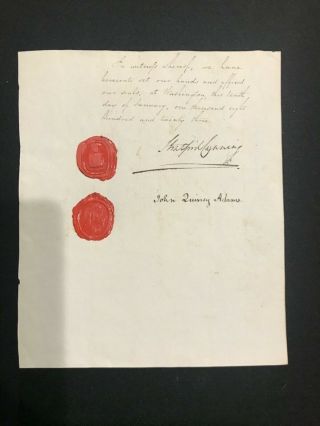 President John Quincy Adams Full Signature Autograph Document Signed W/ Wax Seal