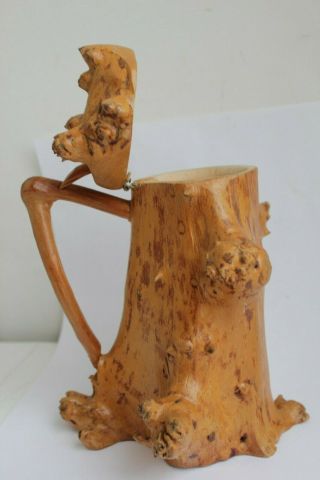 Vintage Swedish Birch Burl Wooden Mug Hand Carved