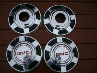 Vintage 1973 - 77 Gmc 4x4 Truck Dog Dish Poverty Hubcaps Wheel Covers 3/4 Ton 12in