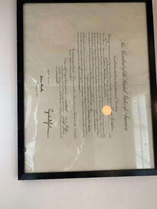 Lyndon B Johnson Signed Presidential Document To Thomas Gustafson.