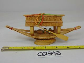 Vintage Miniature Japanese Wood Kokeshi Doll Dolls Bamboo Boats Souvenir Asian