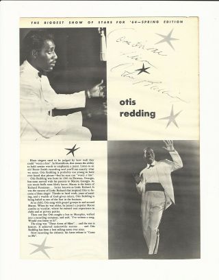 Otis Redding Biggest Show Of Stars For 1964 Signed Autographed Program Page Rare