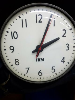 Vintage 13” Ibm Glass Dome/ Industrial /school Wall Clock
