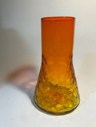 Vintage Blenko 6031 Vase Wayne Husted Design In Tangerine Signed