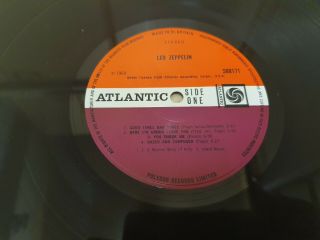 LED ZEPPELIN 1st LP 1969 ATLANTIC 588171,  A//1 B//1,  ORANGE LETTERED COVER 3