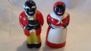 Vintage Aunt Jemima & Uncle Moses Salt & Pepper Shakers 3.  5 " Tall -