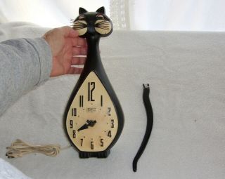 Vintage Spartus Cat Clock - Parts Only - Made In The U.  S.  A.