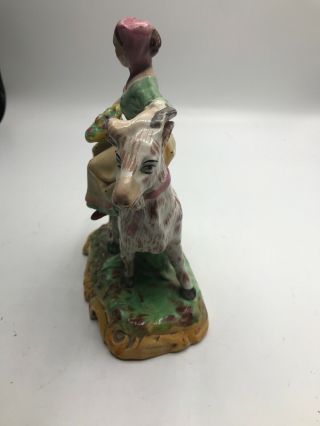 Antique England porcelain figurine Girl riding goat 2