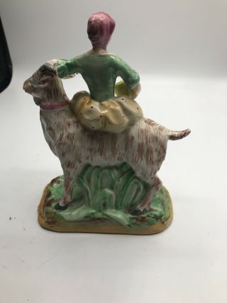 Antique England porcelain figurine Girl riding goat 3