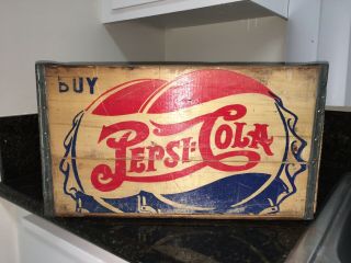 Vintage Pepsi Double Dot Wood Crate: 1939s - 1940s