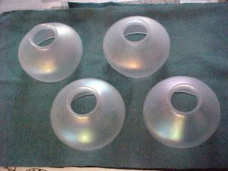 4 Steuben Carder Era Verre De Soie Iridescent Art Glass Lamp Shades 2 - 1/4 Fitter