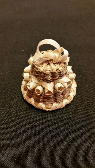 Iroquois - Mohawk Miniature Ash And Sweetgrass Bell By Mary Adams