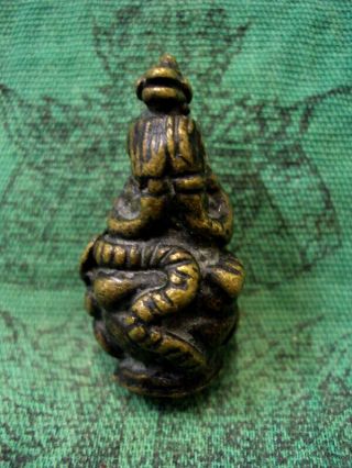 Phra Pidta Khmer Snake Talisman Statue Antique Magic Fetish Thai Buddha Amulet