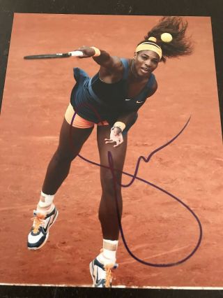 Serena Williams Signed Autograph 8x10 Photo French Open Champion Trophy Action D