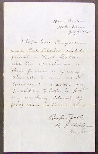 Autograph Letter Signed General Robert F Hoke Confederate States Of America 1864