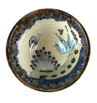 Vintage El Palomar Bowl 8” Ken Edwards Mexican Folk Art Pottery Bird Flower