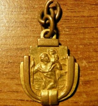 Antique Medal Of St Christopher And Our Lady Of Lourdes,  Art Deco,  Brass
