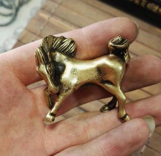 Chinese Hand Carved Pure Copper Brass Bronze Zodiac Horses Small Statue