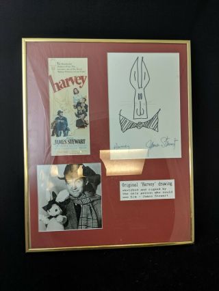 Actor James Jimmy Stewart Signed Sketch Of Harvey It 