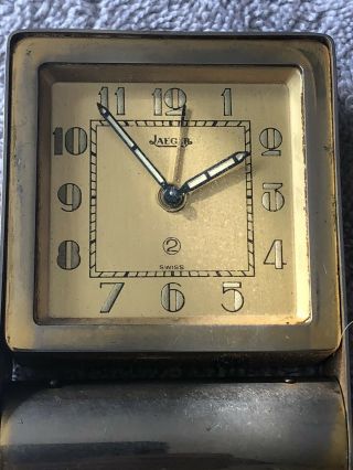 Vintage Swiss Jaeger Lecoultre 2 Day Travel Folding Alarm Clock